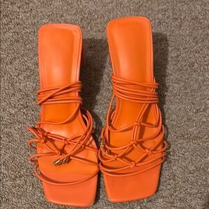 Orange Strappy Women's Sandals